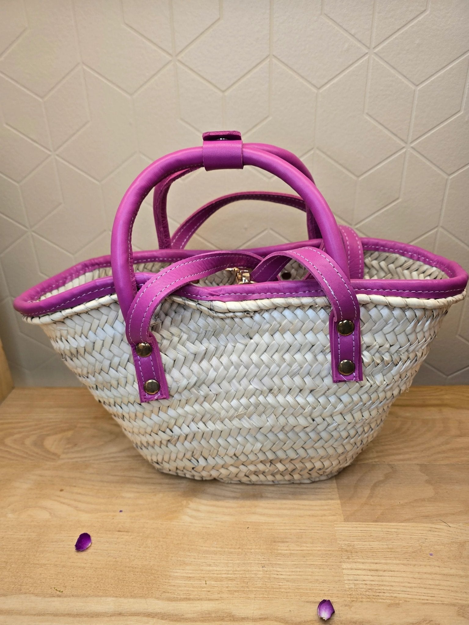 Mini Sac Panier Chic en Osier et Cuir - Ij Beldi