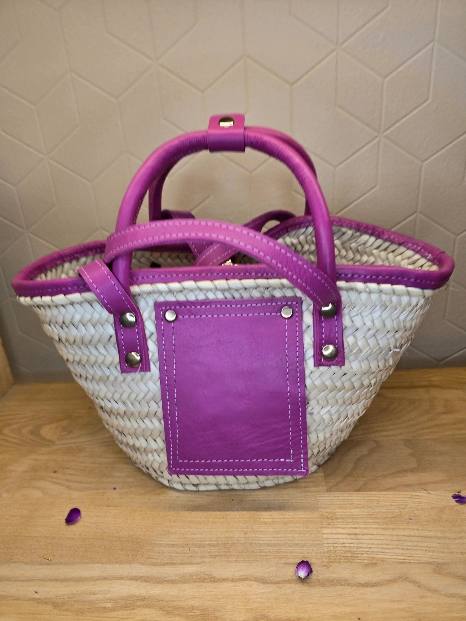 Mini Sac Panier Chic en Osier et Cuir - Ij Beldi