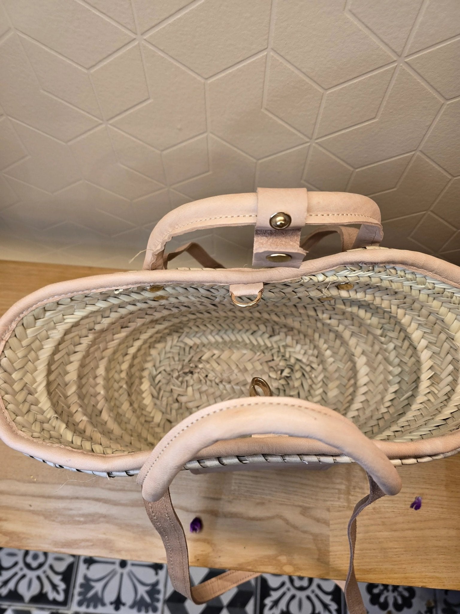 Mini Sac Panier Chic en Osier et Cuir - Ij Beldi