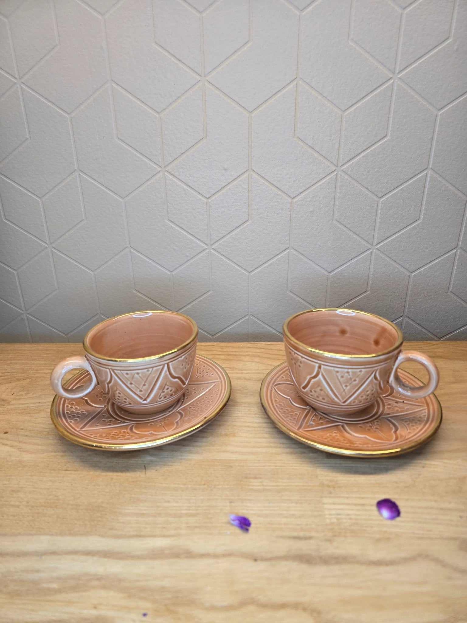 Tasse et Sous Tasse Beldi Orange Gold - Ij Beldi