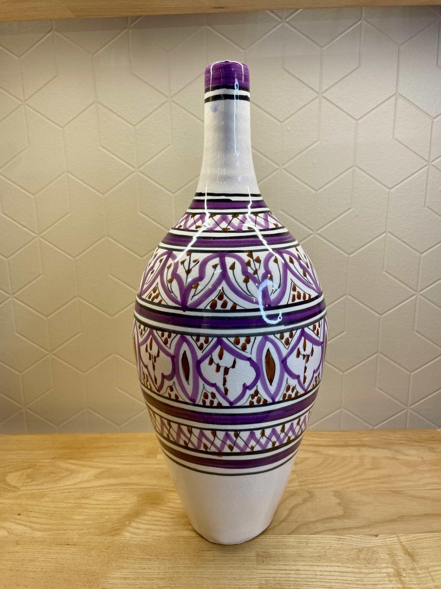 Grand vase Beldi lila céramique artisanale marocaine décoration orientale