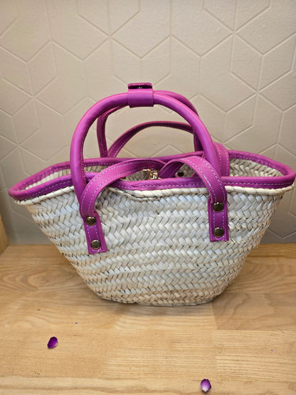 Mini Sac Panier Chic en Osier et Cuir - Ij Beldi