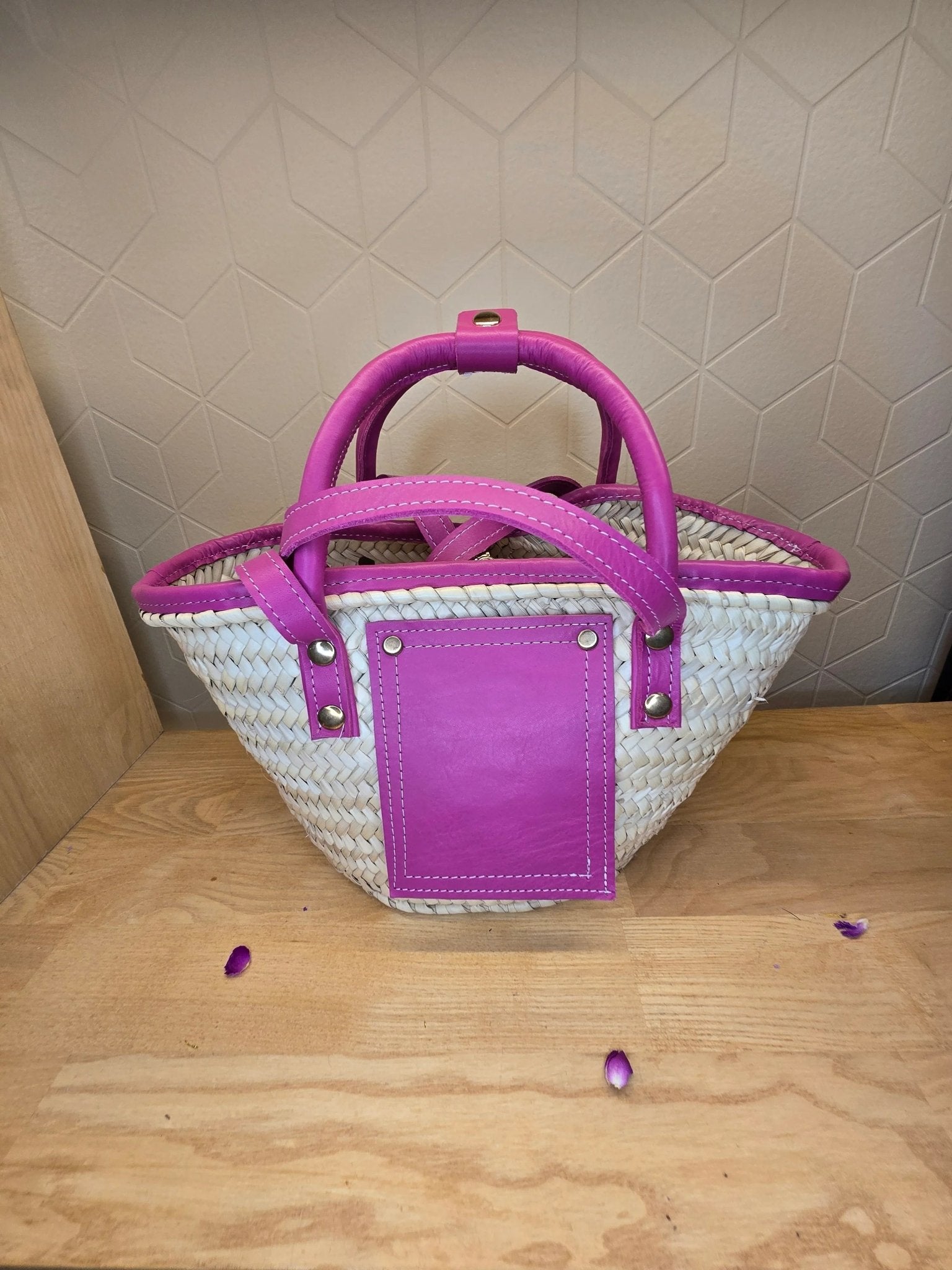 Mini Sac Panier Chic en Osier et Cuir - Ij Beldi