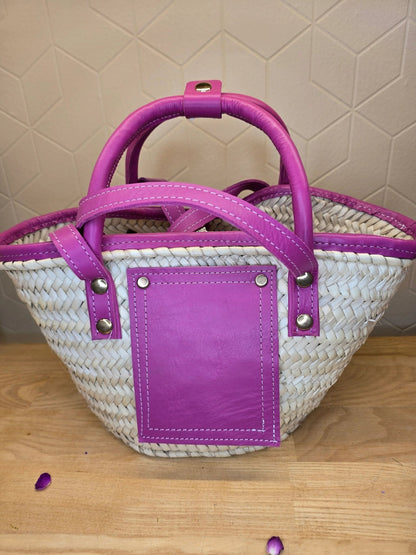 Mini Sac Panier Chic en Osier et Cuir - Ij Beldi