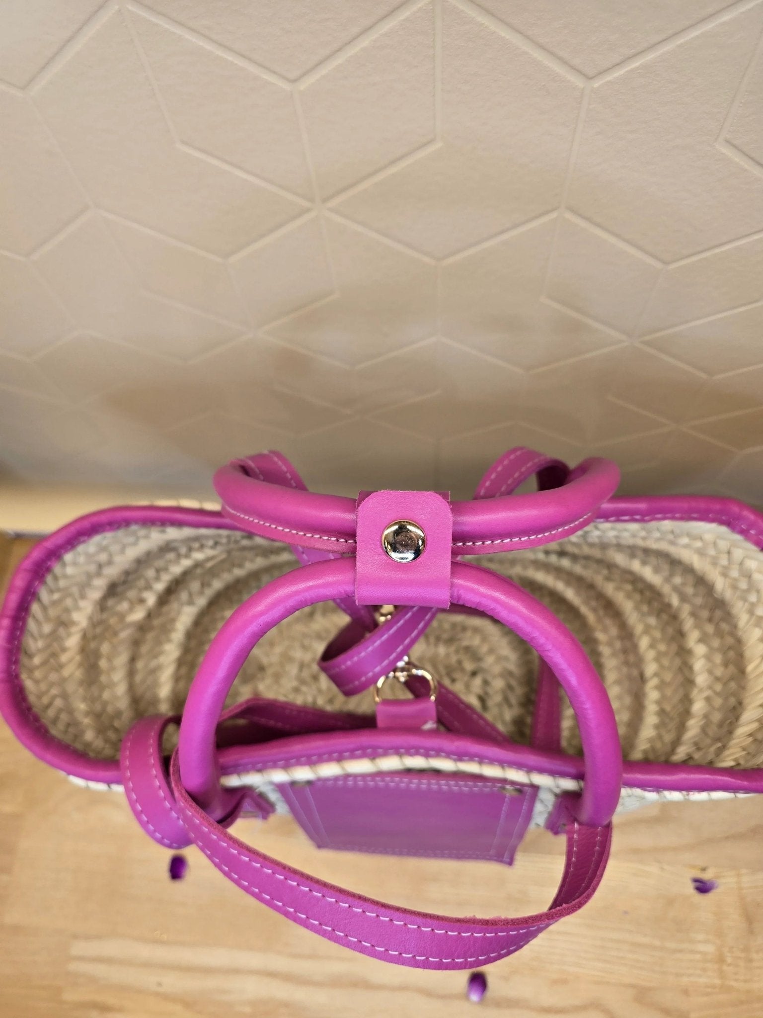 Mini Sac Panier Chic en Osier et Cuir - Ij Beldi