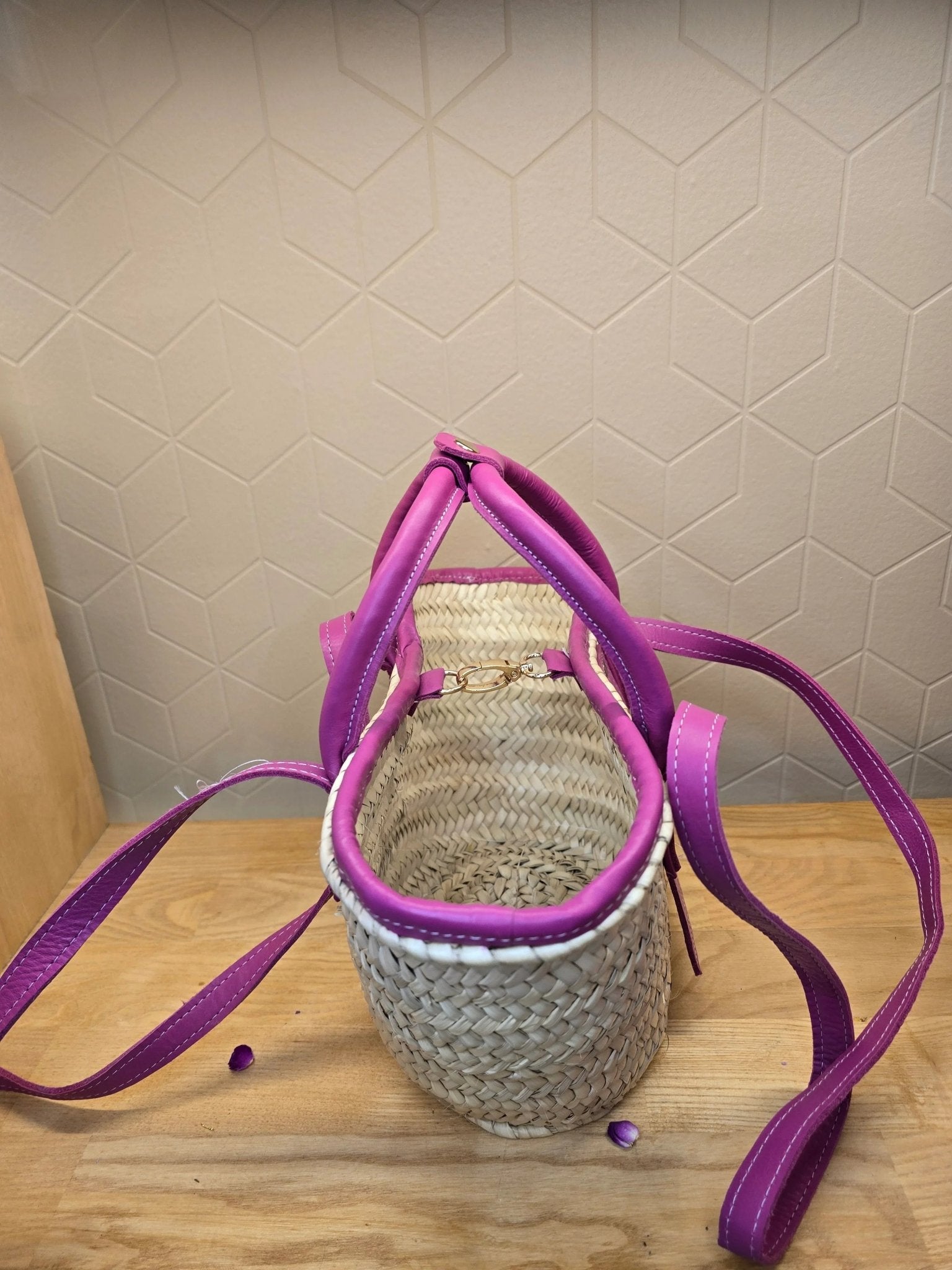 Mini Sac Panier Chic en Osier et Cuir - Ij Beldi