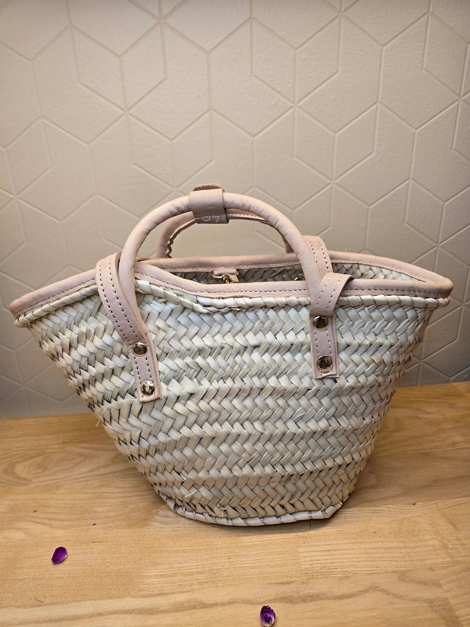 Mini Sac Panier Chic en Osier et Cuir - Ij Beldi