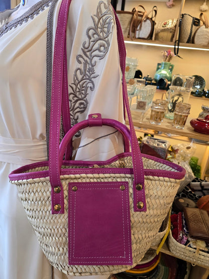 Mini Sac Panier Chic en Osier et Cuir - Ij Beldi