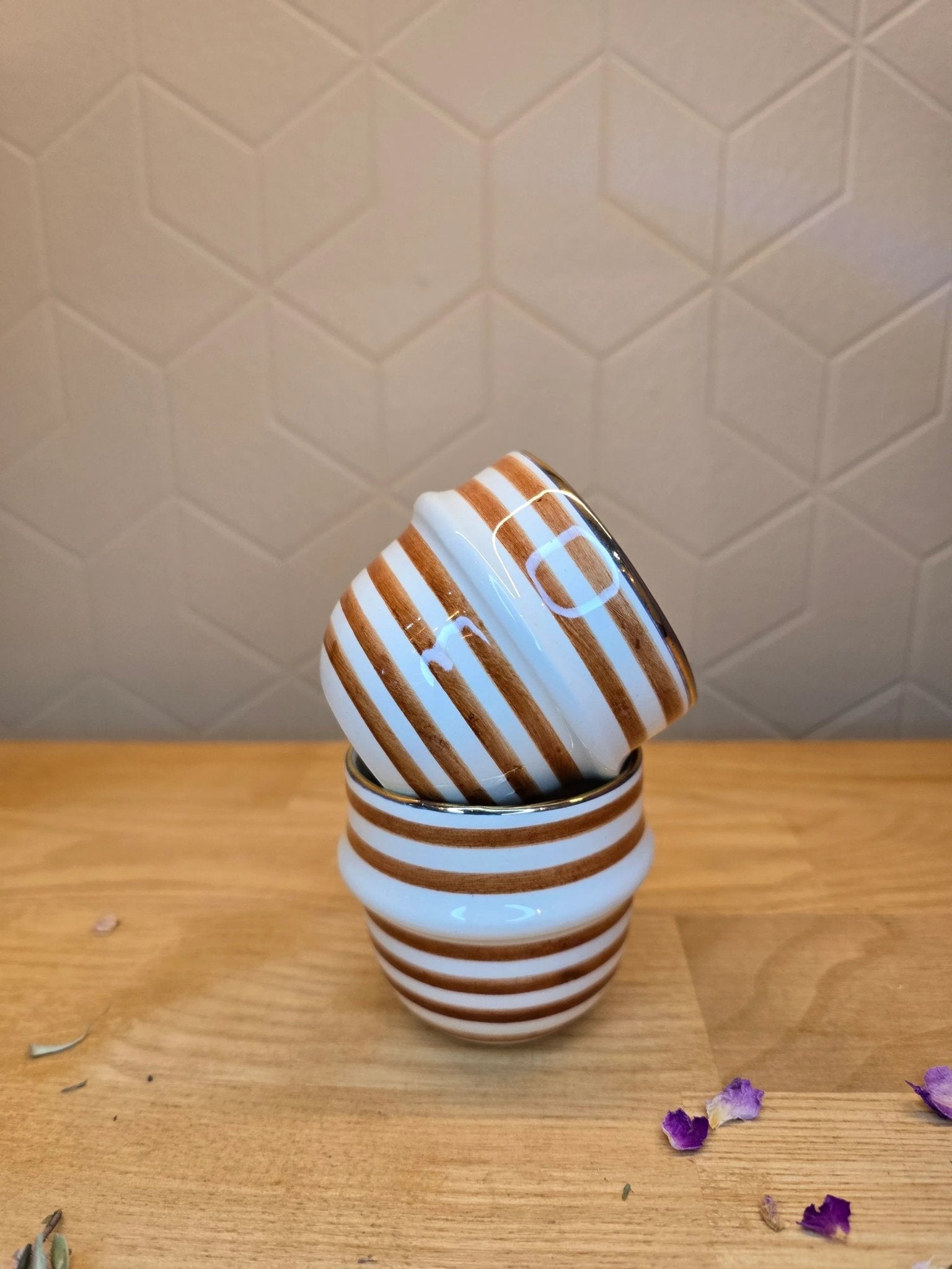 Mini Tasse à Expresso Rayé Gold - Ij Beldi