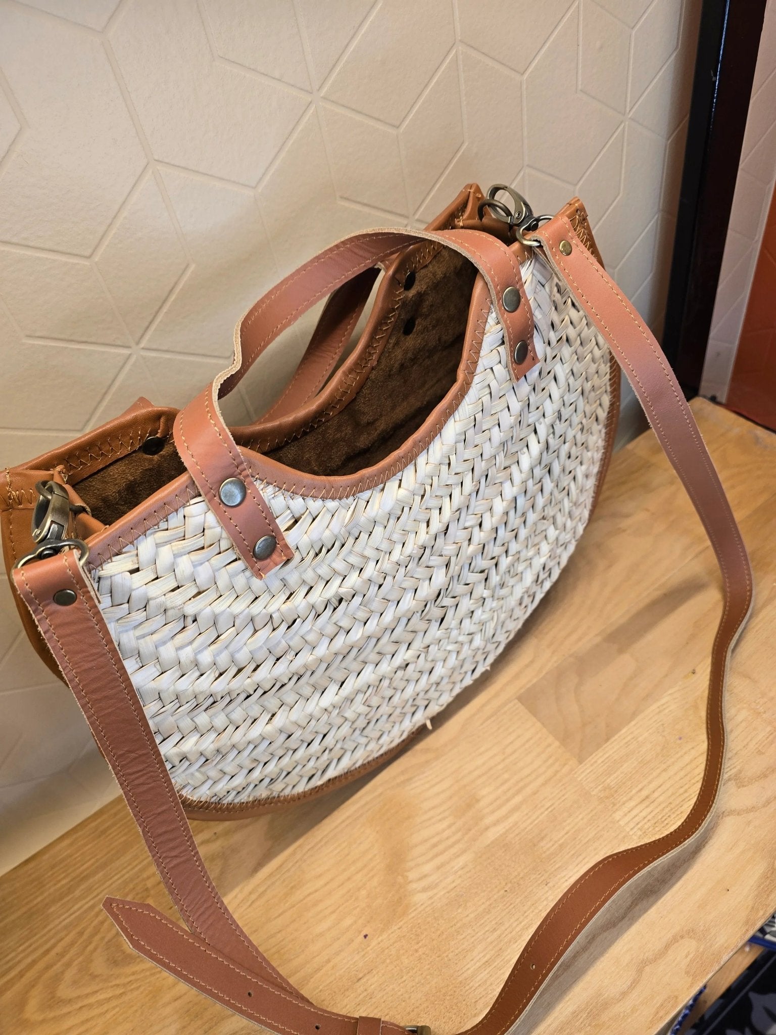 Sac Panier Chic en Osier et Cuir - Ij Beldi