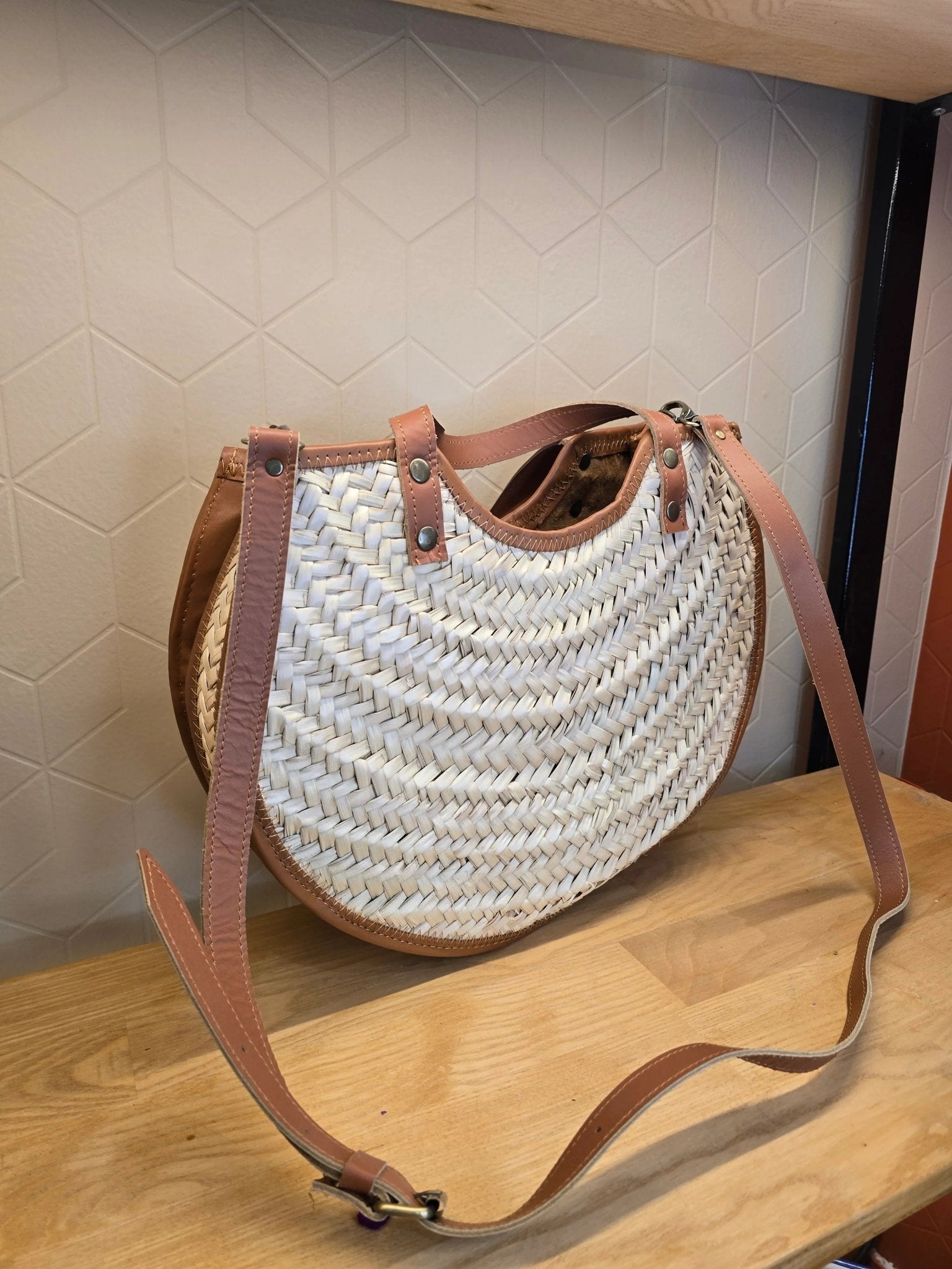 Sac Panier Chic en Osier et Cuir - Ij Beldi