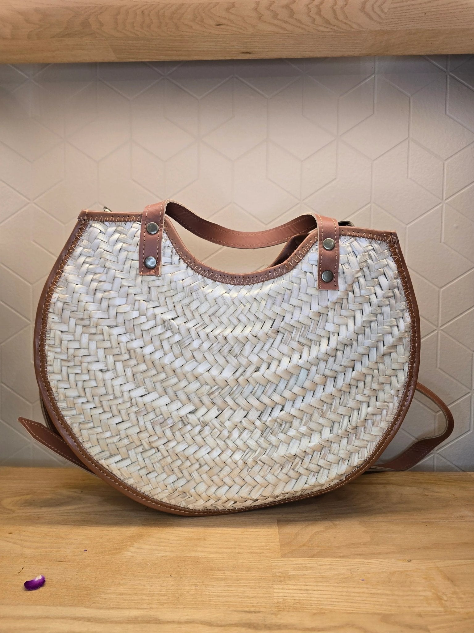Sac Panier Chic en Osier et Cuir - Ij Beldi