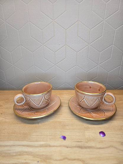 Tasse et Sous Tasse Beldi Orange Gold - Ij Beldi