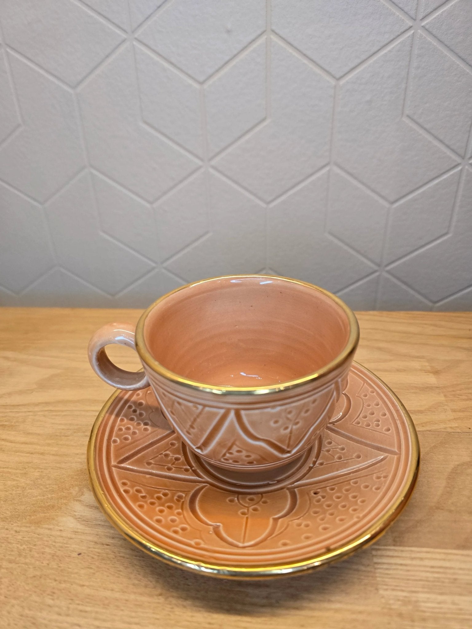 Tasse et Sous Tasse Beldi Orange Gold - Ij Beldi