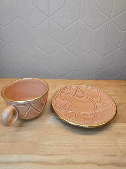 Tasse et Sous Tasse Beldi Orange Gold - Ij Beldi