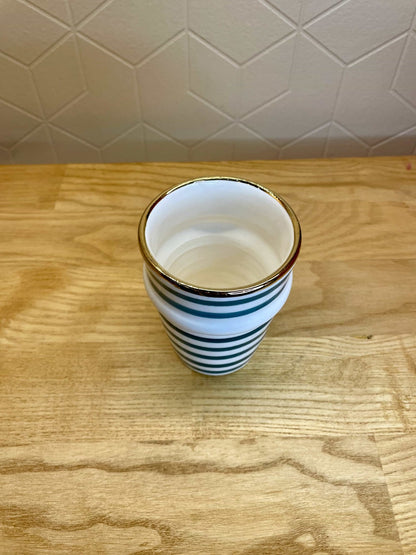 Verre Essaouira Rayé Bleu Gold – Céramique Artisanale Marocaine - Ij Beldi